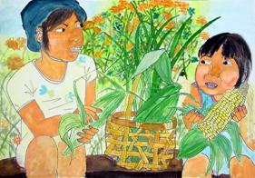 「夏のトウモロコシ」田中 晴菜（和歌山市立有功小学校3年）