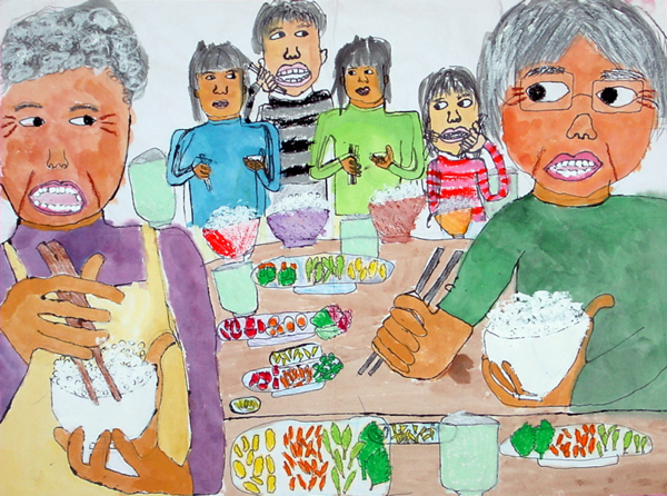 「家族そろって楽しいゆう食」湯川 なつ芽（田辺市立富里小学校4年）