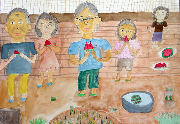 「みんなでスイカを食べたよ」森下 友梨香（海南市立加茂川小学校3年）