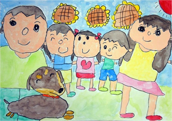 「家族」 山下 青空（由良町立白崎小学校1年）