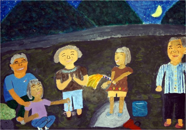 「みんなで花火」 森下 友梨香（海南市立加茂川小学校4年）