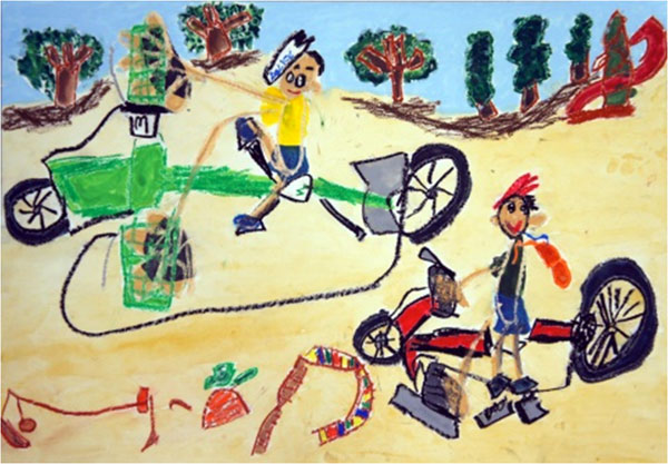 「おとうさんとさいくりんぐにれっつごう。」 上野山 波空（有田川町立藤並小学校1年）