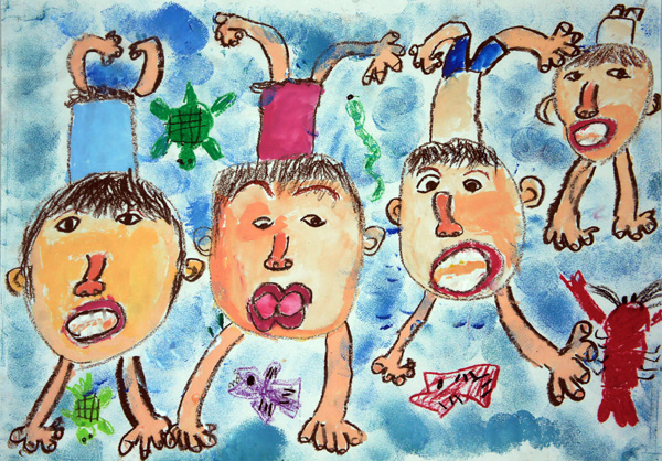 「楽しいな水えい」前　春菜 （明神小学校2年）